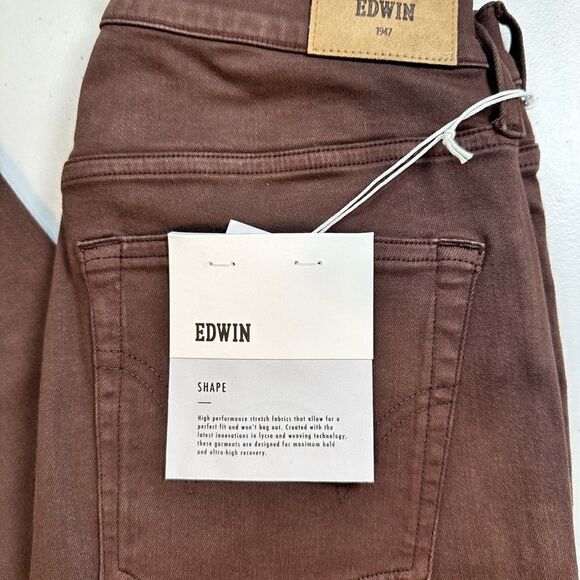 NWT Edwin Anthropology Women’s Bree Slim Straight Crop Jeans Java Brown- Size 27 - Picture 5 of 11